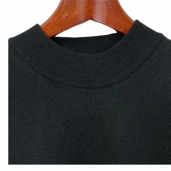 NWT NEIMAN MARCUS Black Mock Neck Merino Wool Blend Sweater Men's L - Picture 8 of 8